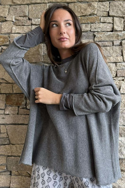 Conrad Slouch Cotton Knit Grey Marl /30=